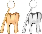 [noxozoqm] Cute Tooth Pins Brooches Gold Plated Medical Doctor Nurse Jewelry Pretty Enamel Pin Badge Dental Mirror Brooches Women Men Personality Style Doctor Dentist Uniform Brooch Pins Gifts Silver Gold Tone,