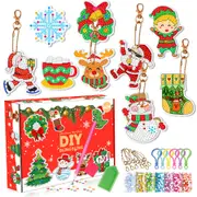 Christmas Advent Calendar Countdown Diamond Painting Kit Diy Keychain Gift Kid Adult