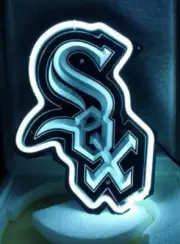 Chicago White Sox 3D Carved 14" Neon Light Sign Lamp Bar Open Pub Display Glass