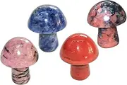 Gogogmee Mini Mushrooms Decor Set 4pcs Crystal Stone Garden Mushrooms Home Decor DIY Accessories for Friends