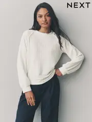 Ecru Textured Long Sleeve Top (AU5974) | $60