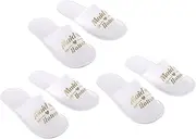 Wedding Footwear Closed Toe Slippers for Party Guests Pajama Parties Disposable Maid of Honor Slippers with Lettering Comfortable Practical for Home Travel