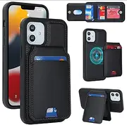 [FROLAN] Case for iPhone 12/12 Pro 6.1 Inch, Detachable 2 in 1 Wallet Case with Card Holder for Magsafe, PU Leather Flip Credit Slot Magnetic Kickstand Protective Phone Cover, Black