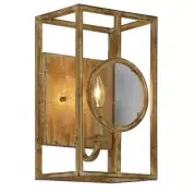 Wall Sconce with Magnify Glass Front and Aged Gold Painted Finish - The Bates