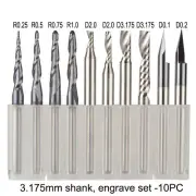 10pcs 3.175mm Shank Carbide CNC Solid engraving bits milling cutter woodwork set