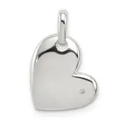 Sterling Silver Polished Diamond Heart Pendant