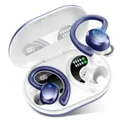 Wireless Earbuds Sport, Bluetooth 5.3 Headphones Bass HiFi Stereo Over EarBuds, 48Hrs Noise Cancelling Headset with Earhook, IP7 Waterproof,Dark Blue