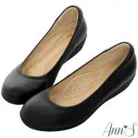 在飛比找momo購物網優惠-【Ann’S】奔跑彈力款全真羊皮楔型包鞋(黑)