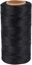 Cheriswelry 280 Yard/Roll Black Flat Waxed Polyester Cords 1mm Sewing Leather Thread Wax String Jewelry Beading Cord Stitching Bookbinding String for DIY Craft Bracelet Jewelry Making