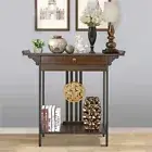 Wood Console Table Entry Table Drawer Storage Hallway Table 2 Tier Display Shelf