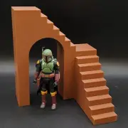 CUSTOM BROWN STAIRS for 3.75" 1:18 SCALE STAR WARS GI JOE FIGURE DIORAMA