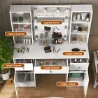 Vanity Set Dressing Table Makeup Desk Set with LED Lights Mirror Stool 3 Drawers