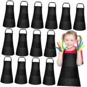 Pcs Kids Apron Adjustable Kids Chef Apron Set with 2 Pocket for 20 Black