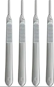 4PC Scalpel Handle #3,Stainless Steel Knife Fits Blades No.10,11,12,13,14,15