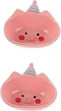 Ciieeo 2pcs Cute Piggy Bowl Trifle Bowl Cartoon Ceramic Bowl Cartoon Pie Pan Sauce Dishes Mini Pie Dish Cartoon Sauce Cute Cute Bowl Pink Ceramics