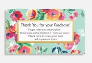 100 Thank You Cards for eBay Your Purchase Order Green Floral Bright