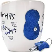 Rockdip rock climbing mug with highly sticked climbing grips - blue climbing mountain mug for rock climbing gifts - 15 oz climbing cliff mug for morning brew - blue mountain coffe mug, RCM-1