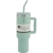 EVER ECO Insulated Tumbler w/ Handle & Straw Sage 1.18L