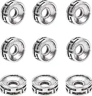 PH PandaHall 100pcs Rondelle Spacer Beads, Carved Flat Round Beads Antique Silver Beads 7.5x3mm Metal Loose Beads Tibetan Style Beads for Jewelry Bracelet Earring Making DIY Crafts, Hole: 2mm