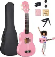 Kids Ukulele 21 Inch Ukulele for Beginners 4 String Toddler Guitar, Classical Basswood Ukulele with Pick, Capo, Carry Bag Musical Instrument Toy for Toddlers Style 2 Ukulele for Kids