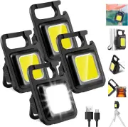 [4 Pack]Cob Flashlights Mini Torch,Camping Light Multi-Function LED Rechargeable