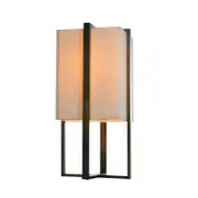 Sofie Modern Oriental Steel Frame W/ Square Shape Fabric Shade Table Lamp Light - Antique Brass.