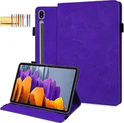 Folio Case for Samsung Galaxy Tab S9 FE+ 12.4" SM-X610/SM-X616, Techcircle Mandala Embossed PU Leather Stand Soft Back Cover Slim Light Elastic Band Protective Case with Card Slots+Pen Holder, Purple