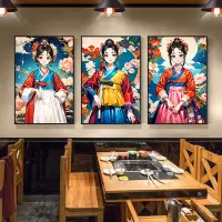 在飛比找蝦皮購物優惠-紅點現代裝飾畫#無框畫#韓國烤肉店裝飾畫韓餐店韓系炸雞料理店