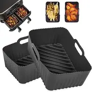 2-Pack Reusable Silicone Air Fryer Liners for Ninja Dual Air Fryer, Heat Resistant Air Fryer Accessories for Ninja Foodi AF300UK, Tower T17088. Ideal for Air Fryer, Oven, Microwave