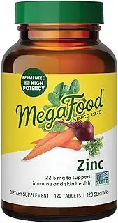 MegaFood Zinc - Immune Health Support with Zinc and Nourishing Food Blend - Non-GMO Project Verified, Gluten-Free, Vegan, Kosher - Made Without Dairy or Soy - 120 Tabs