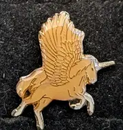Vintage Enamel Pegasus Unicorn yellow Hat Pin Size 1" T x 1" W