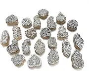 Arham Mktg Traditional Indian Design Wooden Printing Stamp for Saree Border, Paper, Dresses Printing & Designing (Set of 10