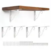 6 Pcs Decorative Shelf Brackets, 8" x 5" Floating Shelf Brackets, White