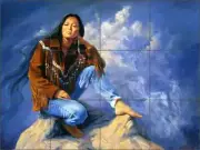 Southwest Tile Backsplash Detha Watson Native Art Ceramic Mural RW-DW013