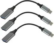 Type c to USB 3.0 Cable Adapter Kit 3 Count Black Universal OTG Cable for Mobile Devices Fast Data Charge
