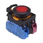 IDEC CW Series Red 12V illuminated Maintained Flush Push Button Switch 1NO-1NC