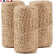 984 FT Natural Jute Twine, Twine String, 3ply Thin Ribbon Hemp Twine (3 Roll