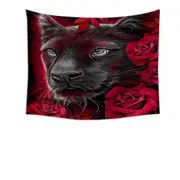 Animal Art Scarlet Rose Panther Tapestry