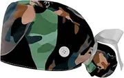 [YTYVAGT] 2-Pc,Gourd-Shaped Working Cap,Fisherman Hat with Buttons and Cotton Sweatband,Camouflage Dachshund Dog