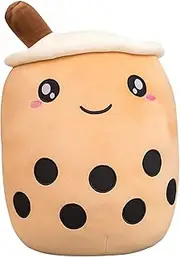 Cute Stuffed Boba Plush Bubble Tea Plushie Pillow Milk Tea Cup Pillow Food Plush, Soft Kawaii Hugging Plush Toys Gifts for Kids(Brown, 9.4 inch)