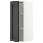 METOD wall cabinet with shelves, white/Lerhyttan black stained, 30x37x80 cm