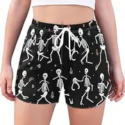 [ODAWA] Flowers Green Blue and Yellow Quick-Dry Shorts Women's Running Shorts with Pockets Shorts with Pockets for Women