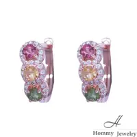 在飛比找momo購物網優惠-【Hommy Jewelry】天然碧璽耳環(百花真鑽系列 碧