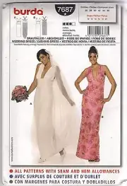 Burda Sewing Pattern 7687, Dress with or without Train, Size 10 - 20, Uncut