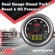 SAAS Dual Gauge Boost 0-30 Psi Analogue Oil Pressure 140 Psi Digital Trax Series