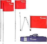 Kosma Set of 4 Collapsible Corner Flags Red with Carry Bag | Football Training Corner Foldable Flags Pole Size: 5 Ft x 25mm