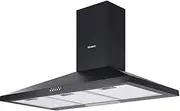 Devanti Range Hood 90cm 900mm Rangehood Kitchen Canopy Chimney Wall Mount, Stainless Steel Over Stove Vent, 3 Speed Exhaust Fan Aluminium Filters LED Lights Black