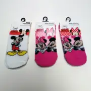 3 Pair DISNEY Mickey Mouse & Minnie Kids Girls Socks Size 4-6, Shoe Size: 7-10