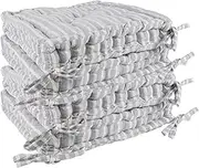 Nicola Spring Grey Stripe Seat Cushions - Pack of 4 - French Mattress Dining Chair Cushions Seat Pads Indoor Kitchen Outdoor Garden Patio Chair Pad Dining Bolster Pillow