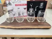 CHARCUTERIE BOARD, WINE FLIGHT SET, (4 GLASSES, CORKSCREW, AERATOR, & STOPPER)